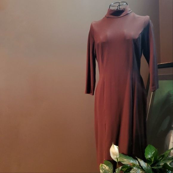 Vintage Chocolate Brown Talbots Petites Dress - Picture 4 of 8